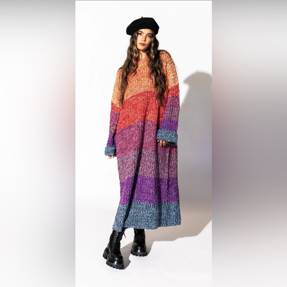 DRESSED IN LALA: Oversized Sweater Dress in Sunset